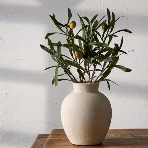 SIDUCAL Ceramic Decorative Flower Vase | 6 Inch Pottery Rustic Farmhouse Boho Vase for Home Decor, Table, Living Room, Bathroom, Shelf, Mantel Decoration, Wedding, White - Image 1