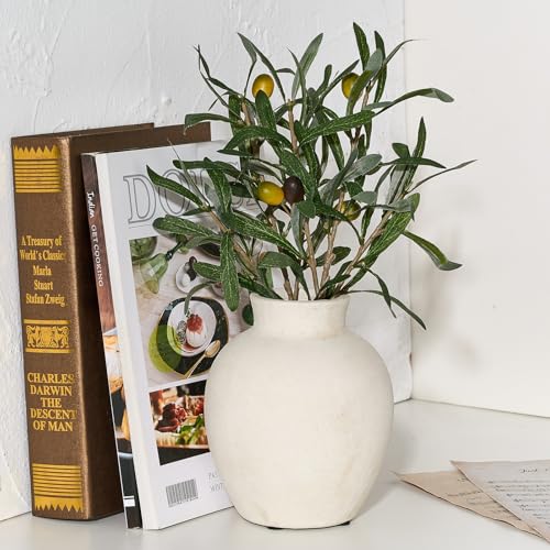 SIDUCAL Ceramic Decorative Flower Vase | 6 Inch Pottery Rustic Farmhouse Boho Vase for Home Decor, Table, Living Room, Bathroom, Shelf, Mantel Decoration, Wedding, White - Image 5