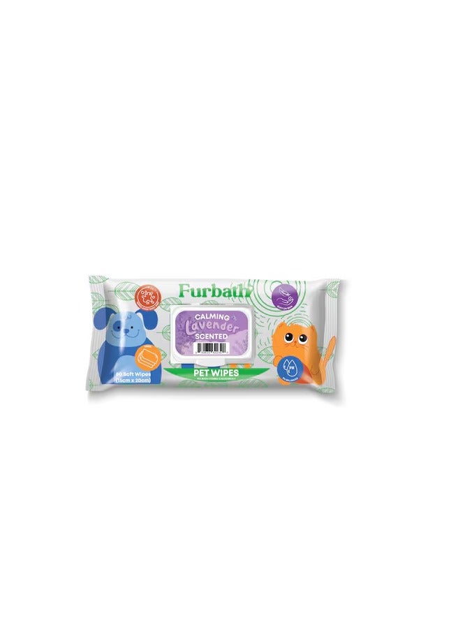 Furbath Natural Pet Wipes 80 Count- Lavender