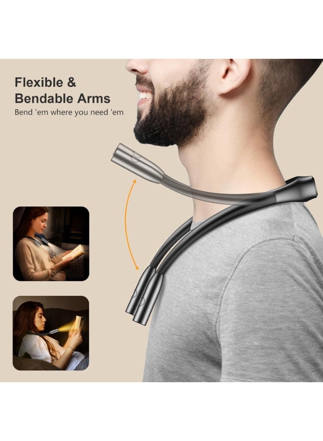 LED Neck Reading Light,Book Light for Reading in Bed-Eye Caring 4 Colors, Dimmable Brightness, Bendable Arms, Neck Round Design, Comfortable &Lightweight for Crafting, Knitting - Image 2