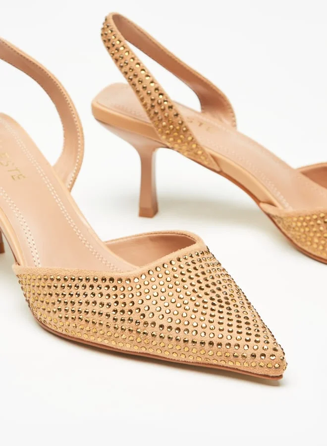 Celeste Womens Embellished Slingback Pumps