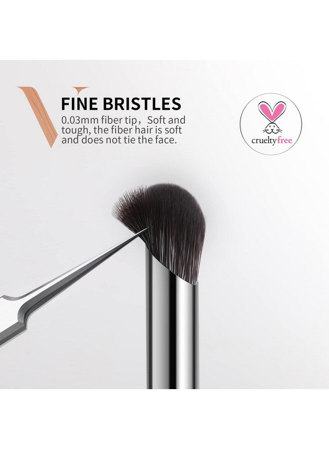 دي يو كير فرشاة كونسيلر تحت العين، فرشاة كونتور بزاوية صغيرة للأنف، فرشاة مكياج كونسيلر صغيرة، فرشاة كريم أساس رفيعة لتفتيح الهالات السوداء والانتفاخ والوجه والعيون والحواجب (أسود) - Image 3