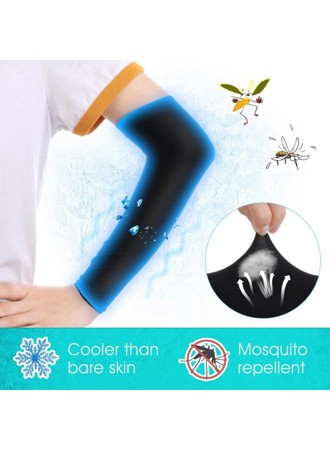 Telooco 2 Pairs Children's Sun Protection Sleeves Black Anti-Cut Sleeves Anti-UV Compressed Ice Silk for Kids Boys and Girls, Black, 24*8.5cm/9.4*3.3in - Image 5