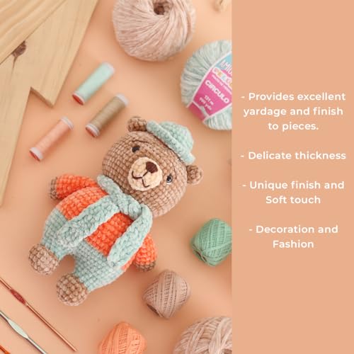 CÃRCULO Circulo - Amigurumi Pelucia Yarn, Special Velvet Chenille Yarn for Amigurumi and Blanket, 144 yds, Worsted (4456 - Orange) - Image 5