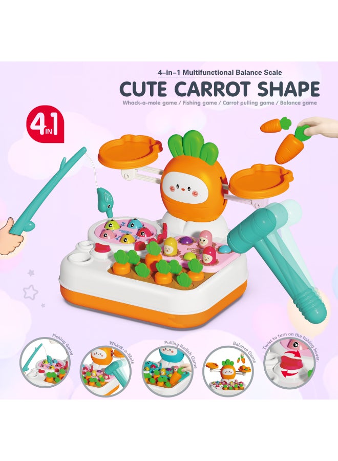 COGNIKIDS لعبة توازن الأطفال 4 في 1 - لعبة صيد على شكل جزر، لعبة ضرب الثعلب، سحب الجزر وميزان | لعبة تعليمية للأطفال من عمر 18 شهرًا وما فوق | خالية من BPA - Image 3