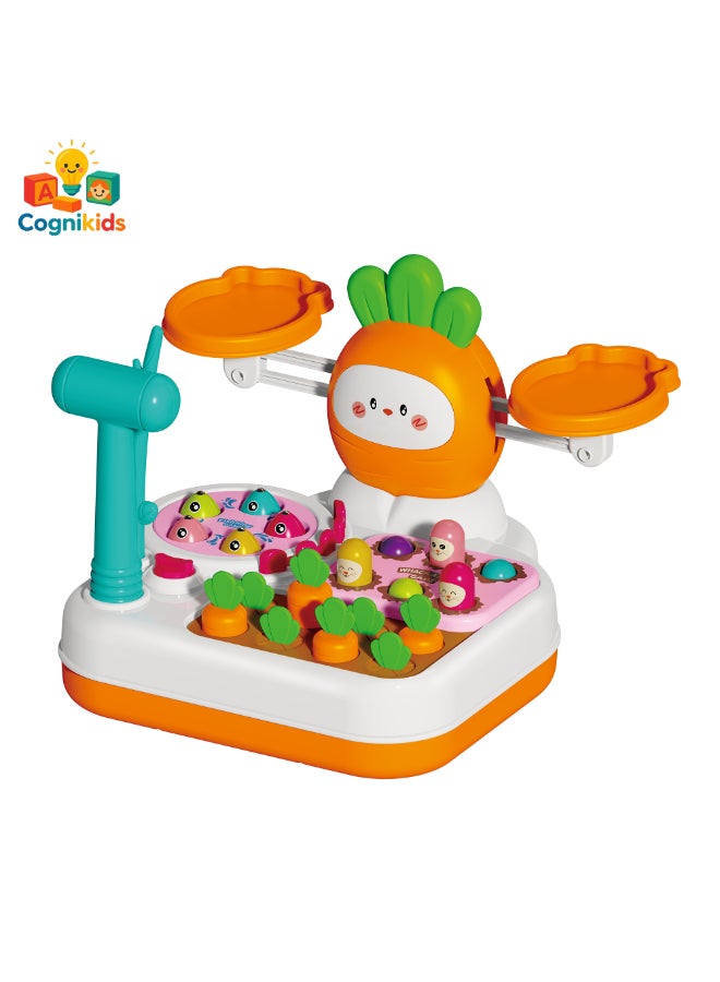 COGNIKIDS لعبة توازن الأطفال 4 في 1 - لعبة صيد على شكل جزر، لعبة ضرب الثعلب، سحب الجزر وميزان | لعبة تعليمية للأطفال من عمر 18 شهرًا وما فوق | خالية من BPA - Image 2