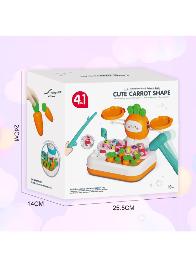 COGNIKIDS لعبة توازن الأطفال 4 في 1 - لعبة صيد على شكل جزر، لعبة ضرب الثعلب، سحب الجزر وميزان | لعبة تعليمية للأطفال من عمر 18 شهرًا وما فوق | خالية من BPA - Image 4