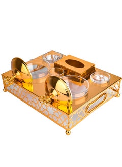 AL OSTORAH A hospitality set that contains a date a bowl a cup a place for napkins and a luxurious base, featuring a wonderful and beautiful design for serving to guests Gold 25x32x7 cm  - Image 2