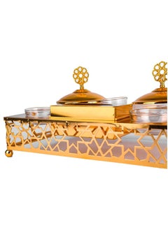 AL OSTORAH A hospitality set that contains a date a bowl a cup a place for napkins and a luxurious base, featuring a wonderful and beautiful design for serving to guests Gold 25x32x7 cm  - Image 3
