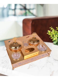 AL OSTORAH A hospitality set that contains a date a bowl a cup a place for napkins and a luxurious base, featuring a wonderful and beautiful design for serving to guests Gold 25x32x7 cm  - Image 4