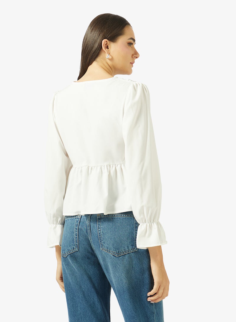 Ginger V Neck Gather Detail Top - Image 2