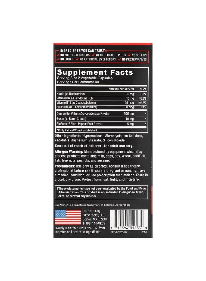 Force Factor Deer Antler Velvet (IGF-1), 60 Capsules - Image 2