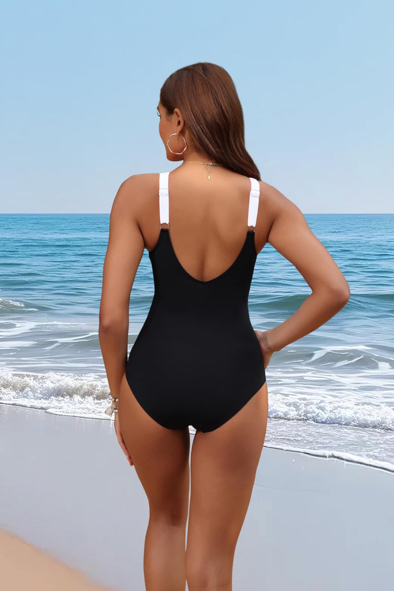 Holipick Black and White Women Tummy Control One Piece Swimsuit - Push Up Bathing Suit Full Coverage Slimming Swimwear M - Image 3