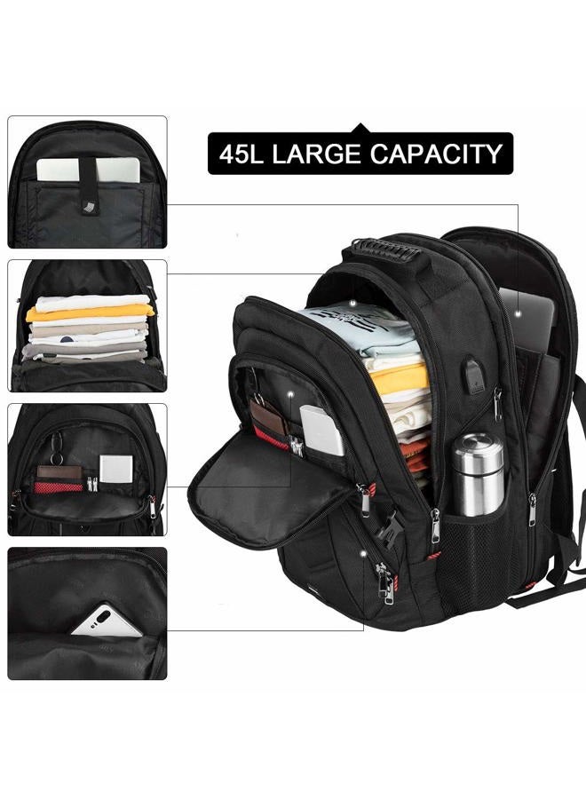NEWHEY Laptop Backpack 17 Inch Business Travel Backpacks for Men Women Extra Large Waterproof TSA Anti Theft College Hight School Bookbags with USB Charging Port 17.3 Gaming Computer Backpack 45L, Black - Image 3