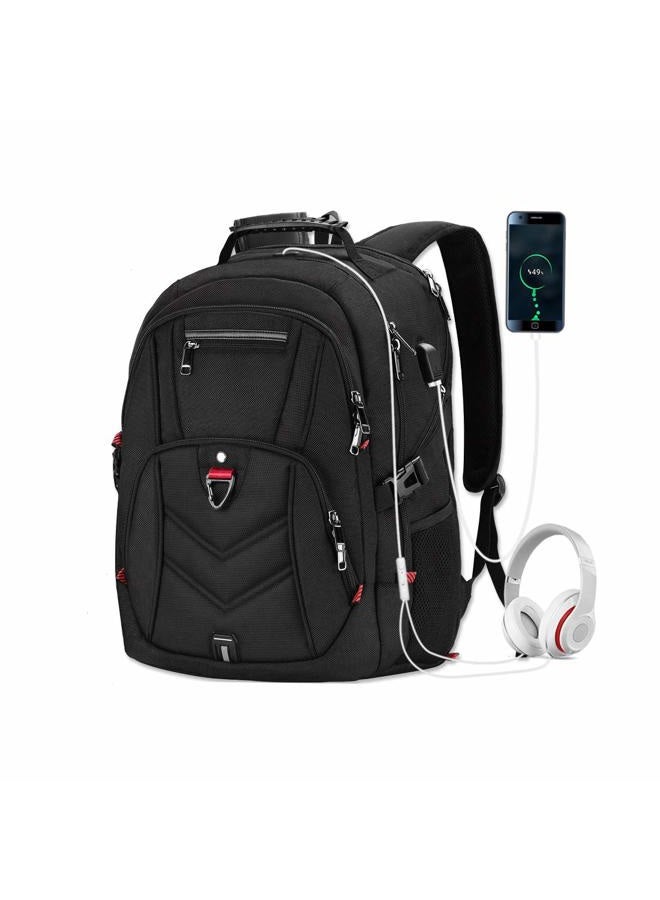 NEWHEY Laptop Backpack 17 Inch Business Travel Backpacks for Men Women Extra Large Waterproof TSA Anti Theft College Hight School Bookbags with USB Charging Port 17.3 Gaming Computer Backpack 45L, Black - Image 1