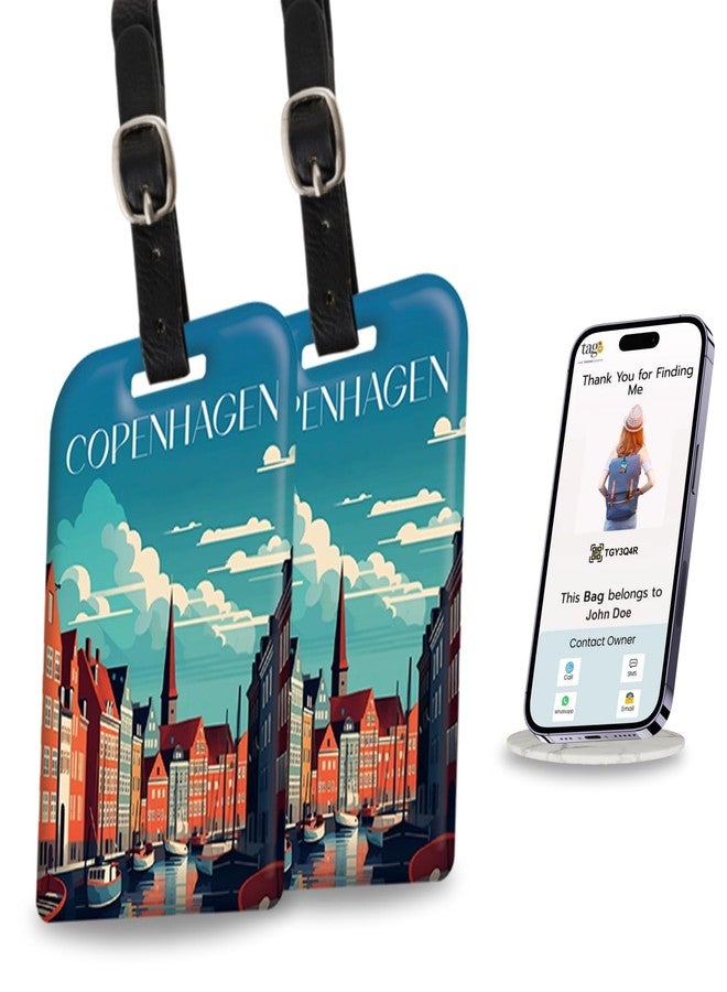 tag8 [Pack 2] tag8 Copenhagen Smart Bag Luggage tag |Trendy Luggage tag ID Identification Fashionable Digital Name tag | Airline Compliant, SITA World Tracer Code Enabled | Travel Gift idea, Collectible - Image 1