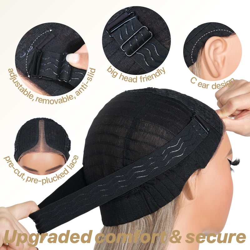 BrownBomb Blonde Wear and Go Glueless Wigs Pre Plucked Pre Cut for Beginners 613 Synthetic Lace Front Wigs With Bangs Long Straight layered Wigs HD Lace 26 Inch 3 Seconds to Wear for Beginners - Image 5