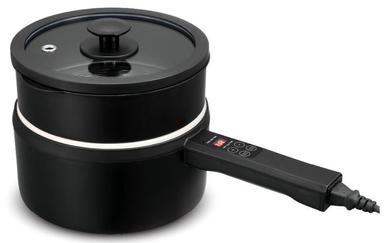 إمبكس مقلاة كهربائية متعددة الوظائف من إمبكس، سعة 1.8 لتر، مع طلاء سيراميك غير لاصق لسهولة الطهي في المطبخ والمنزل، مع تحكم ذكي باللمس، وغطاء زجاجي شفاف، ووعاء بخار، و6 أوضاع طهي محددة مسبقًا، بقوة 600 وات (WS18) — أسود - Image 1