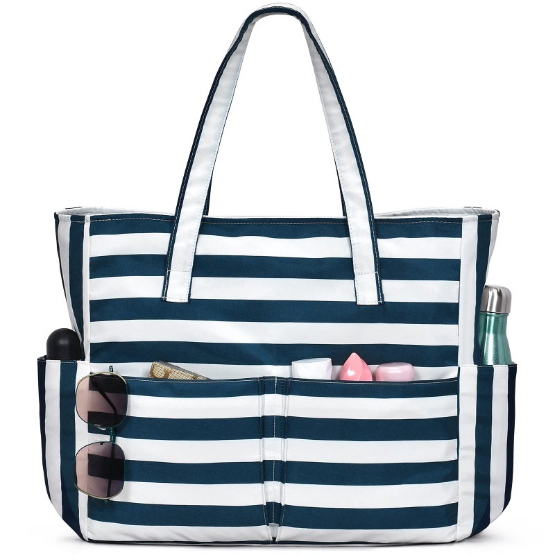 oscaurt Beach Bags for Women Large Waterproof Sandproof Beach Tote Swim Pool Bag with Zipper for Travel Vacation Essentials - Image 2
