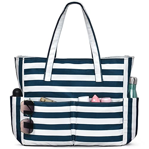 oscaurt Beach Bags for Women Large Waterproof Sandproof Beach Tote Swim Pool Bag with Zipper for Travel Vacation Essentials - Image 1