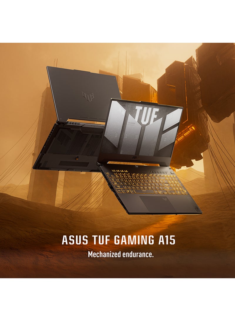 أسوس لابتوب توف جيمينج A15 FA507NUR-LP053W بشاشة مقاس 15.6 بوصة، ومعالج ايه ام دي رايزن 7-7435HS/ذاكرة وصول عشوائي رام 16 جيجابايت/محرك أقراص إس إس دي سعة 1 تيرابايت/بطاقة رسومات انفيديا جي فورس ار تي اكس 4050 سعة 6 جيجابايت/نظام التشغيل ويندوز 11 هوم الإنجليزية/العربية رمادي ميكا - Image 3