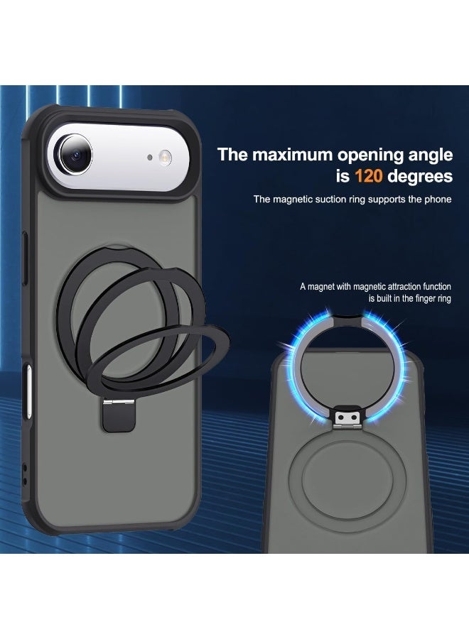 جراب هاتف شفاف عسكري متوافق مع iPhone 17 Air مع حامل مغناطيسي غير مرئي بحلقة دائرية لهاتف iPhone 17 Air مقاس 6.5 بوصة [متوافق مع Mag-Safe] [شعور قبضة رائع]، أسود - Image 5