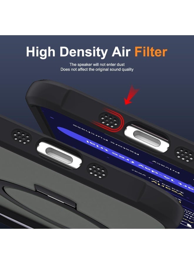 جراب هاتف شفاف عسكري متوافق مع iPhone 17 Air مع حامل مغناطيسي غير مرئي بحلقة دائرية لهاتف iPhone 17 Air مقاس 6.5 بوصة [متوافق مع Mag-Safe] [شعور قبضة رائع]، أسود - Image 4