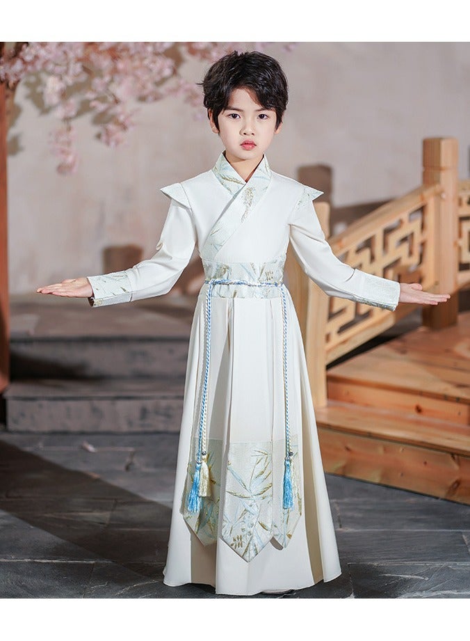 Brocade Hanfu，Retro Chinese Hanfu Dress Imitation，Embroidered Han Dynasty Clothes, Suitable For Boys And Girls，Ancient Costume Performance Costumes With Ancient-Style Folding Fans - Image 3
