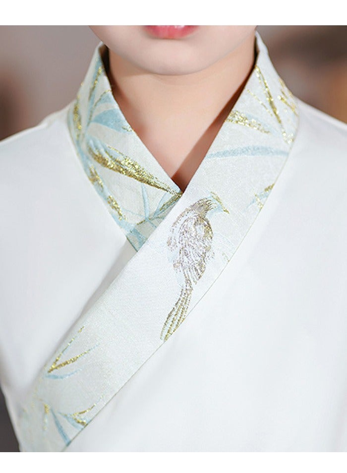 Brocade Hanfu，Retro Chinese Hanfu Dress Imitation，Embroidered Han Dynasty Clothes, Suitable For Boys And Girls，Ancient Costume Performance Costumes With Ancient-Style Folding Fans - Image 5