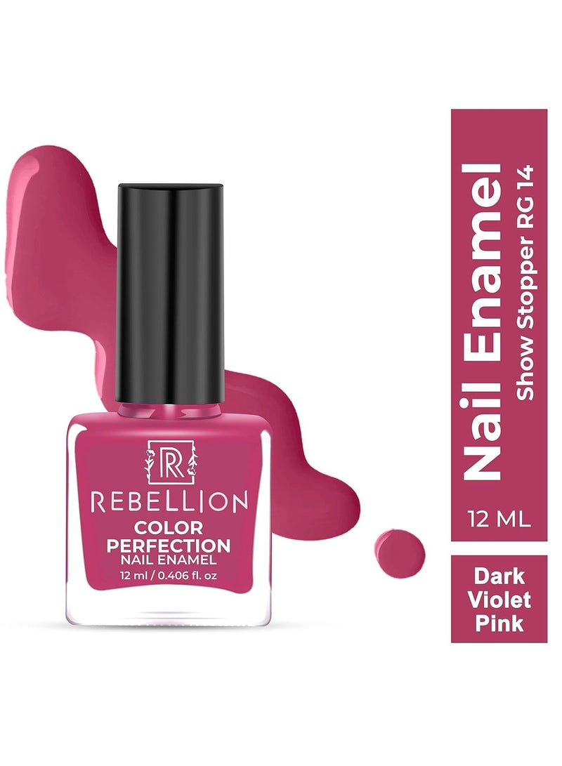 Rebellion Color Perfection Nail Enamel 12ml Dark violet pink Show Stopper RG14 - Image 2