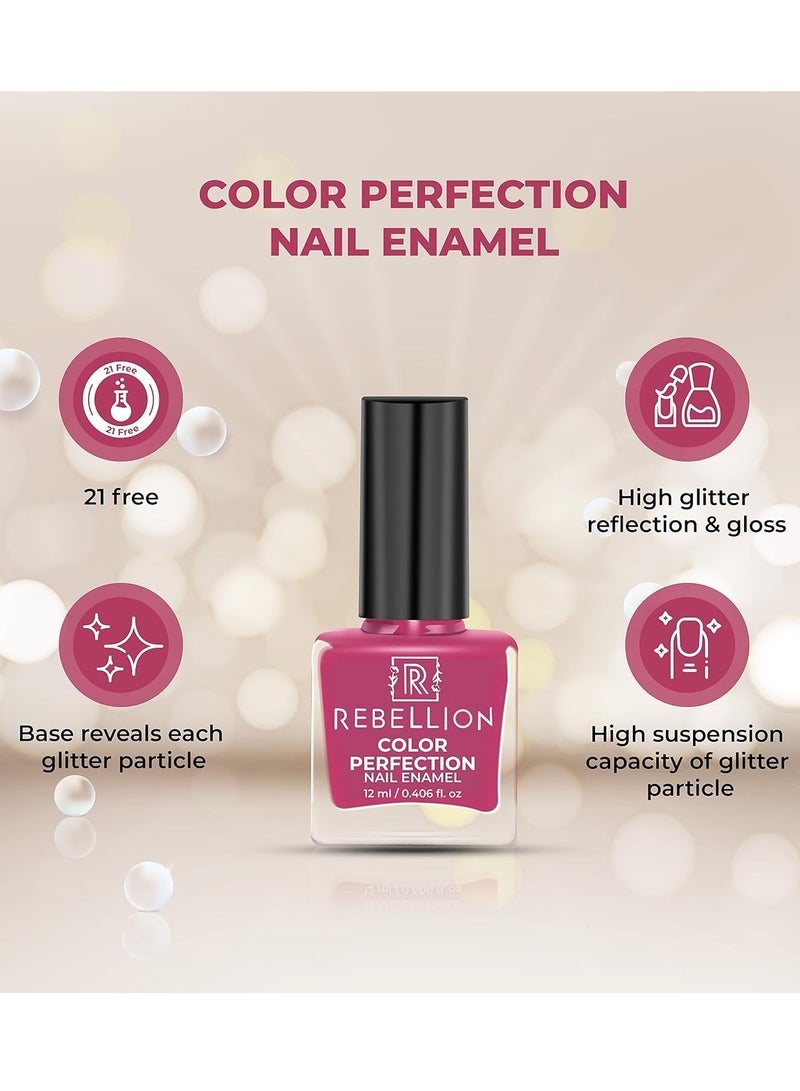 Rebellion Color Perfection Nail Enamel 12ml Dark violet pink Show Stopper RG14 - Image 4
