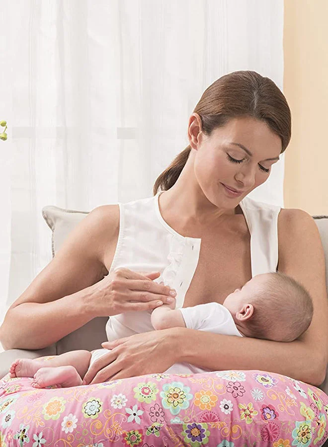 شيكو Boppy Original Nursing Pillow With Cotton Slipcover, 0+ Months, Wild Flowers
