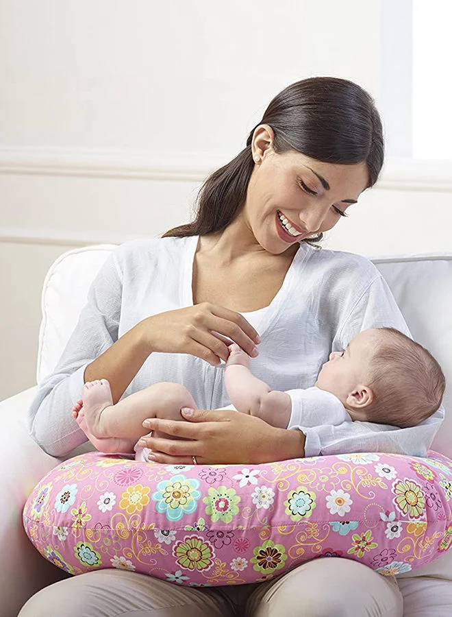 شيكو Boppy Original Nursing Pillow With Cotton Slipcover, 0+ Months, Wild Flowers