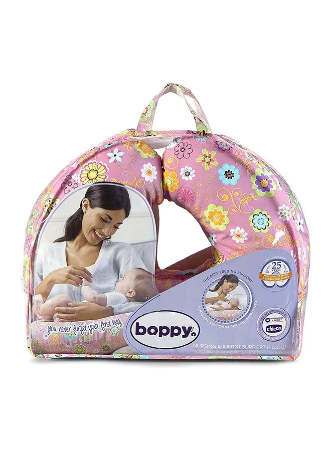 شيكو Boppy Original Nursing Pillow With Cotton Slipcover, 0+ Months, Wild Flowers