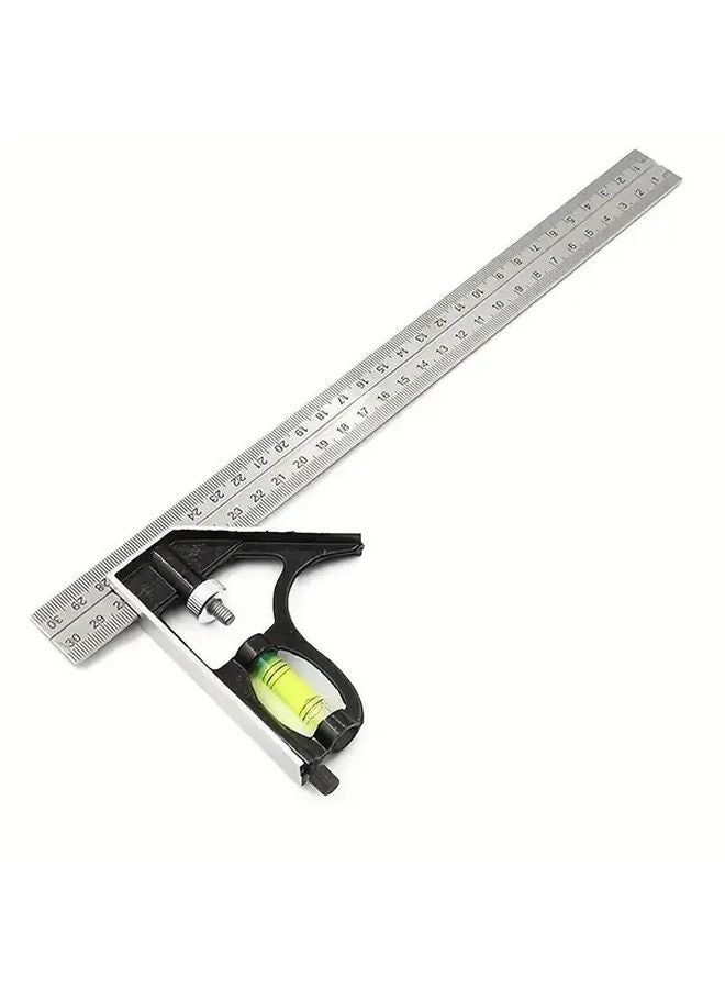 1pc Stainless Steel Adjustable Angle Square Ruler Horizontal Moving Combination Measuring Tool - Image 2