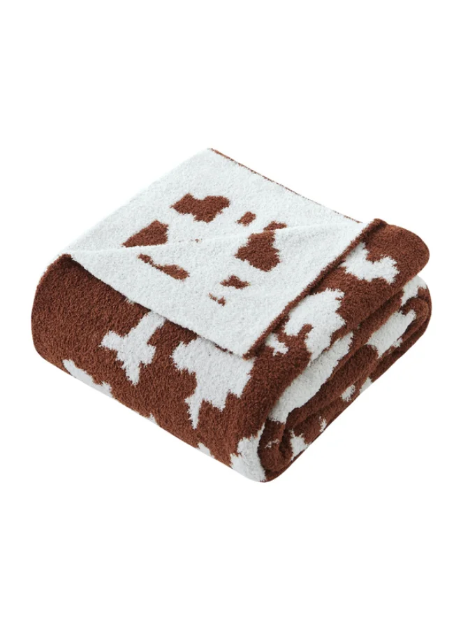 Mezoe Printed Soft and Luxurious Feather Knit Jacquard Throw Brown and White 1 x 153 x 127 cm Lavina 02