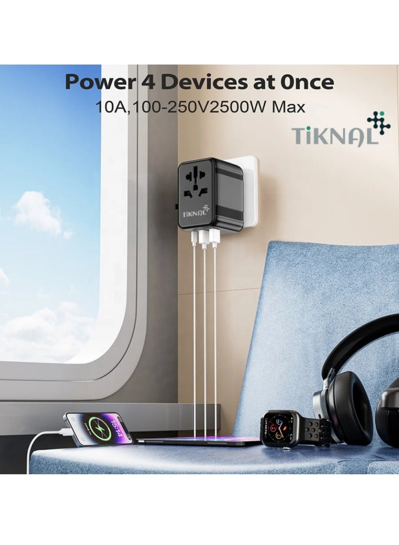 Tiknal GaN 20W Global Charger – 3 USB Ports and a Fast Type-C Port – Compatible with 180 Countries - Image 4