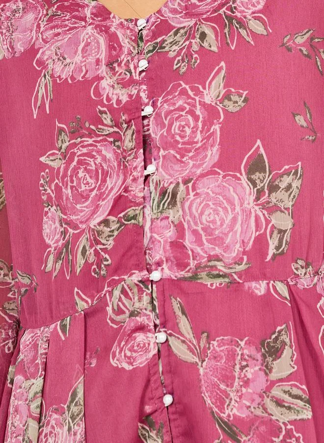 ستايلي Floral Print Peplum Top and Flared Pant Co-Ords