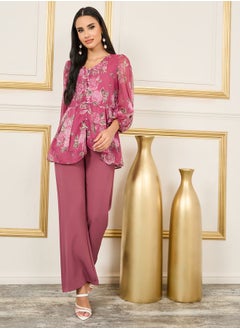 Floral Print Peplum Top and Flared Pant Co-Ords - pzsku/Z8C7BA5991831B07AED61Z/45/_/1711709511/0b694527-9855-4e52-892b-9be90844d547