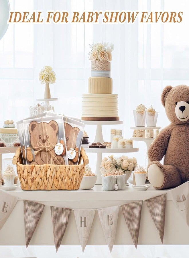 Ziliny 12 Set Baby Shower Prizes Bear Shaped Cheese Board with Cheese Knives and Forks Baby Shower Party Favors Gift Box for Wedding Bridal Birthday Gender Reveal Favor (Acacia Color) - Image 4