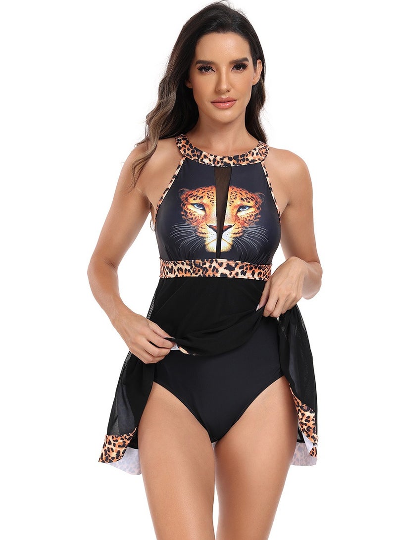 Womens Animal Printed Swimsuits Tummy Control Swim Dress One Piece Swimwear Bathing Suits - Image 2