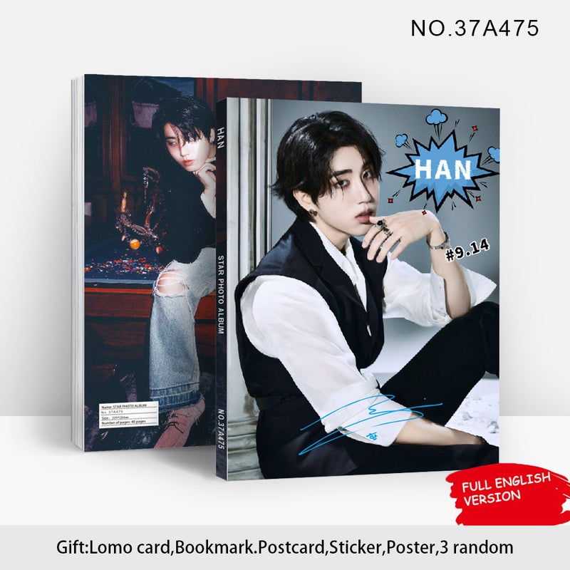 STRAYKIDS HAN Celebrity Photobook Collection – 40 Pages High-Gloss Premium Photo Album with Hot Stamping Cover
