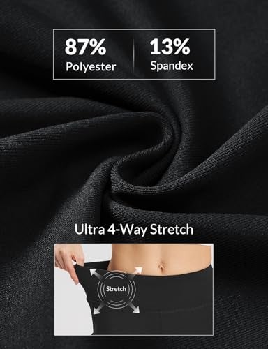 baleaf Yoga Pants for Women Capris High Waist Leggings with Pockets Wide Leg Exercise Workout Crop Straight Open Bottom Black L - Image 5