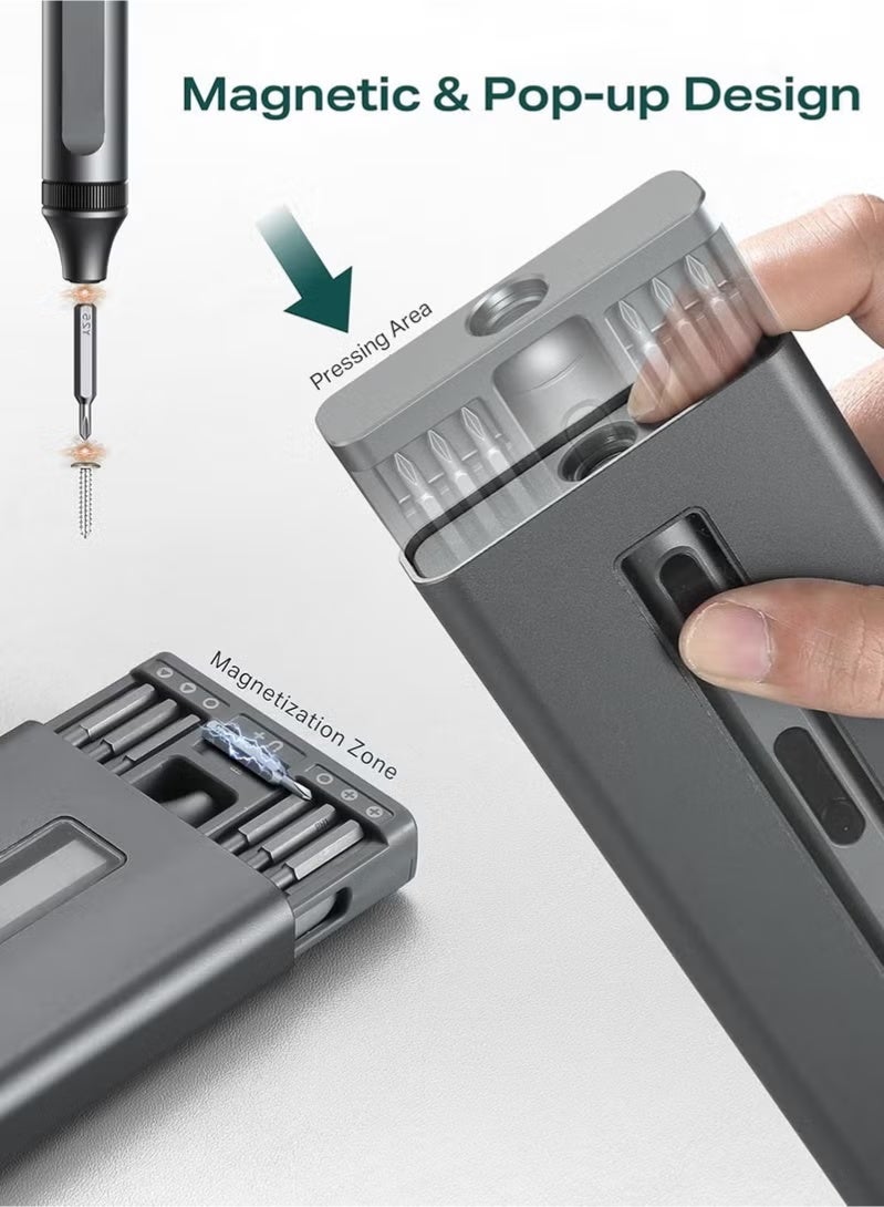 روك بو مجموعة مفكات كهربائية صغيرة 50 في 1، مفك دقيق لاسلكي للجيب مع 48 رأسًا مغناطيسيًا، كماشة، وعمود. مناسبة لإصلاح الهواتف والكاميرات وأجهزة الكمبيوتر المحمولة والساعات والنظارات والألعاب. - Image 5