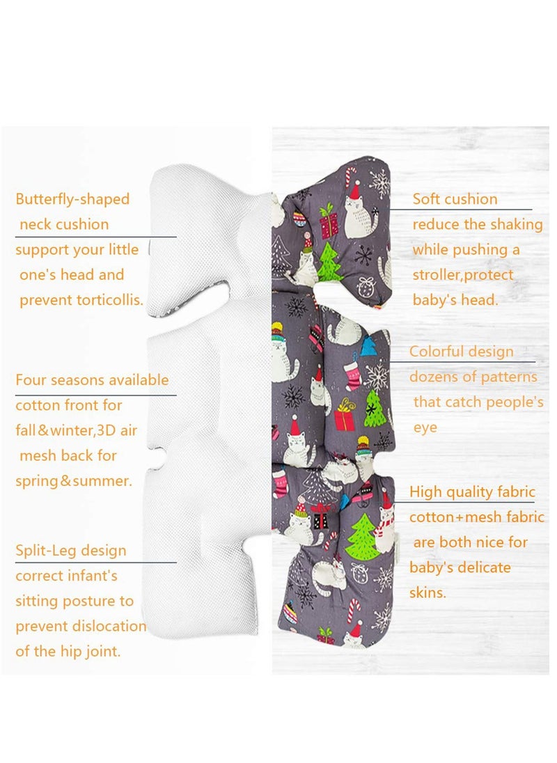 SYOSI Baby Car Seat Cushion For Stroller And Car Seat, Breathable Thick Baby Cushion Pad, Double Sides Use, Kids Seat Cushion For Safe Sleeping In The Car Seat And Booster Seat -Cat  - Image 2