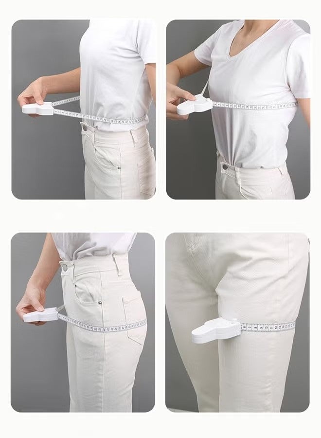 HP 2 pcs Body Measuring Tape Accurate Waist Measuring Tape for Weight Loss Handcrafts Tailor Automatic Telescopic Body Tape,White and Black - Image 2