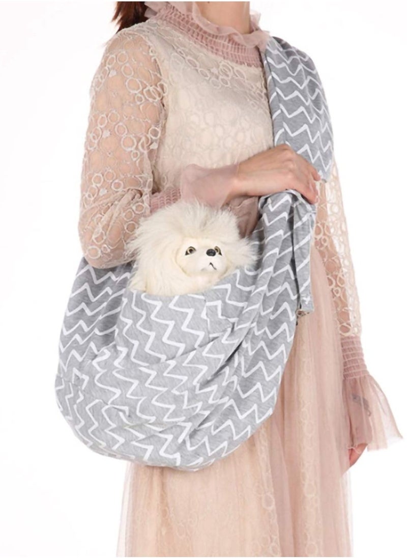 Generic Reversible Pet Sling Carrier Hands-free Sling Pet Dog Cat Carrier Bag Soft Comfortable Puppy Kitty Double Sided Pouch Shoulder Carry Tote Handbag Suitable for Pets Under 6 kg Grey Stripes  - Image 2
