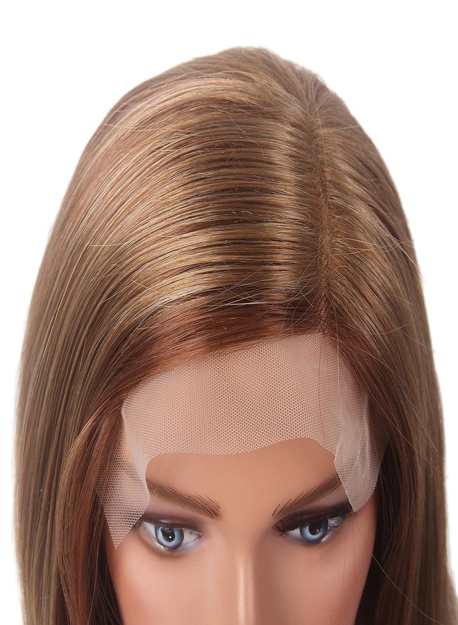 STfantasy Brown Highlight Natural Wave Short Women Lace Front Synthetic Wigs 6X4X0.5 T-Part Lace Wig Middle Length Lace Wigs with 180 Density Side Part Synthetic Hair for Womens Ladies Daily Used - Image 4