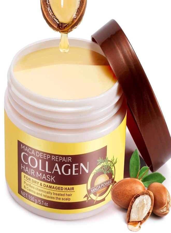 laraspi Collagen Hair Mask, Collagen Hair Treatment for Dry Damaged Hair, Deep Repair Conditioner with Maca Essence, Hydrating and Moisturizes Hair - 150ml - Image 1
