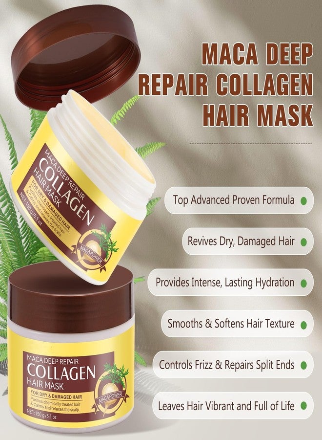 laraspi Collagen Hair Mask, Collagen Hair Treatment for Dry Damaged Hair, Deep Repair Conditioner with Maca Essence, Hydrating and Moisturizes Hair - 150ml - Image 2
